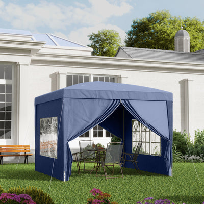 Outsunny 3 x 3(m) Pop Up Gazebo, Water and UV Resistant Party Tent Camping Canopy Marquee with Carry Bag, Blue 