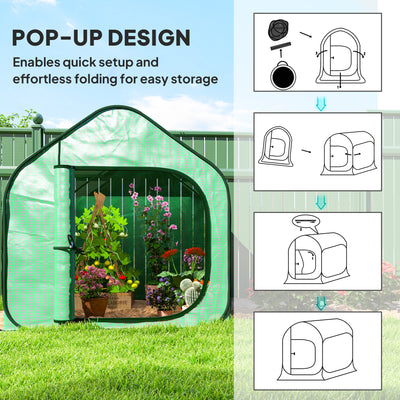 Outsunny 150 x 148cm Pop-Up Greenhouse - Green 