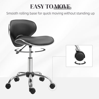 HOMCOM Adjustable Rolling Swivel Beauty Salon Chair, Stool for Spa, Black 