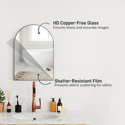 HOMCOM 50 x 70cm Arched Home Mirror - Black 