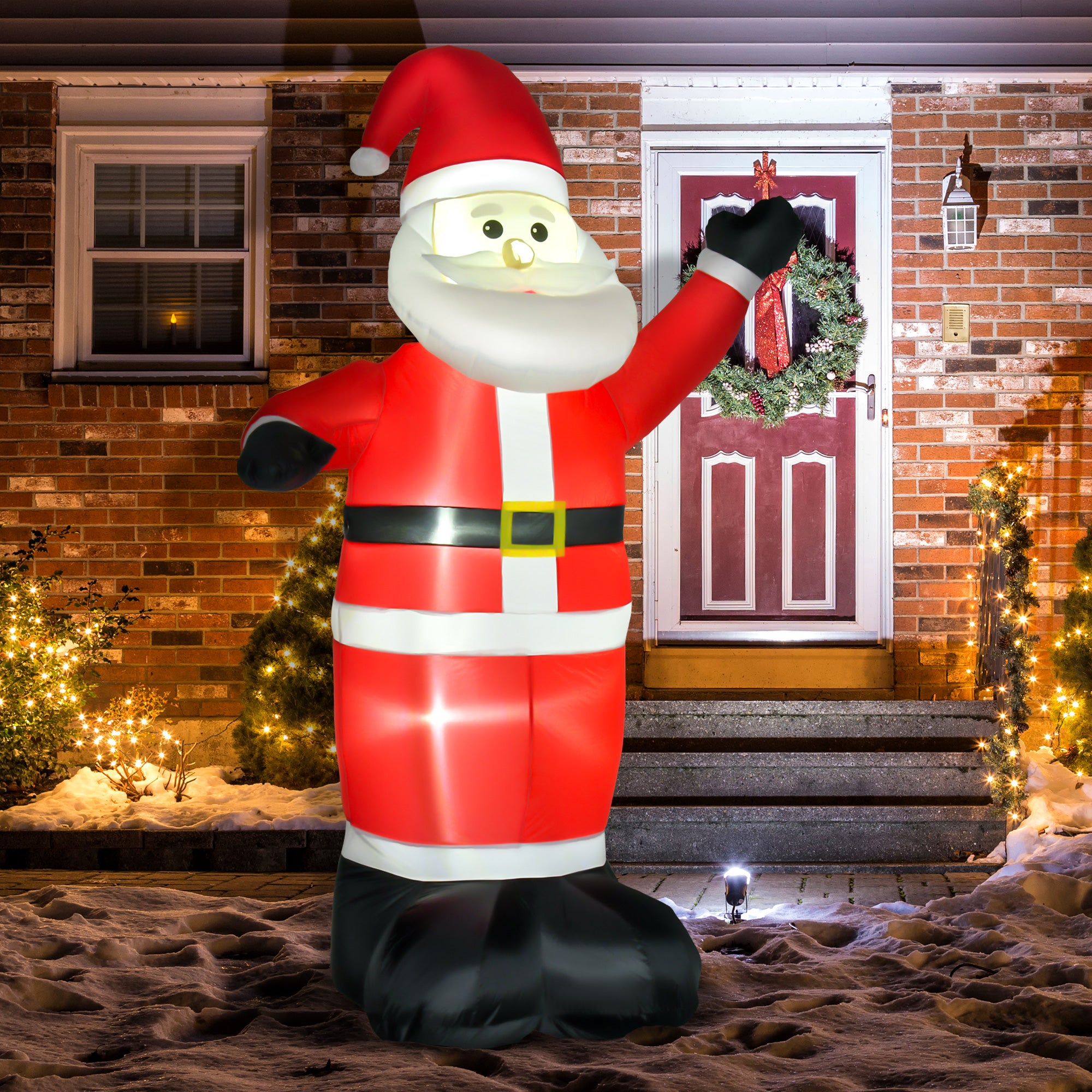 HOMCOM 8ft Inflatable Christmas Santa Claus Xmas Decoration with LED Holiday Air Blown Yard Outdoor Décor 