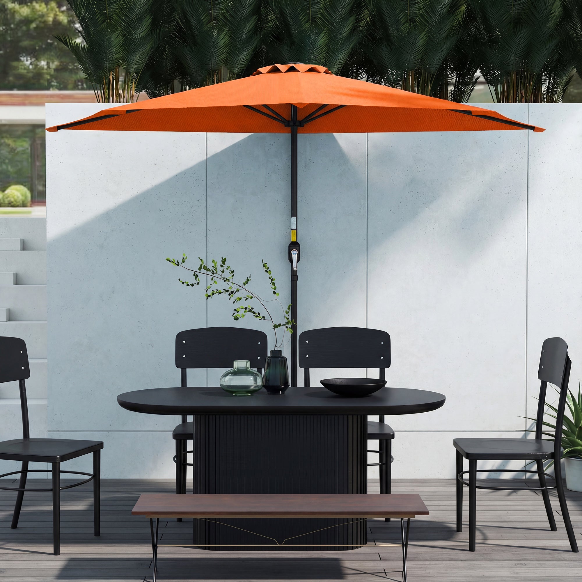 Outsunny Half Round Parasol Umbrella - Orange 