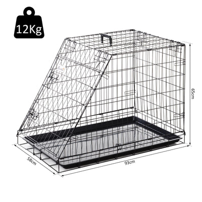 Pawhut Trapeze Collapsible Dog Pet Travel Box Cage Removable Tray 93 x 58 x 65cm 
