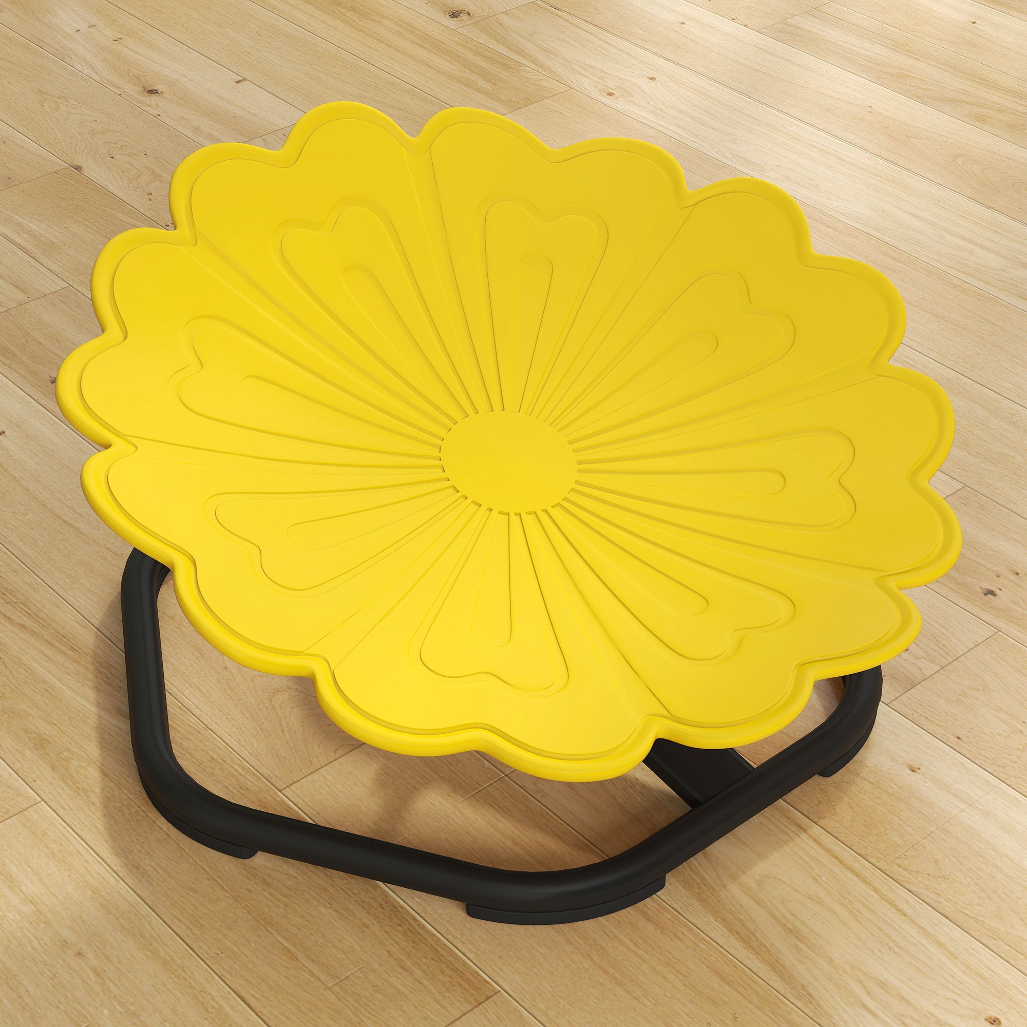 AIYAPLAY Flower-Shaped Sensory Spinning Chair with Non-Slip Base for Balance/Coordination, Yellow