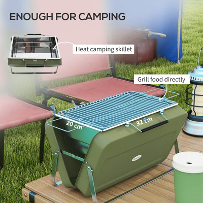 Outsunny Metal Suitable-Style Portable BBQ Grill - Green 