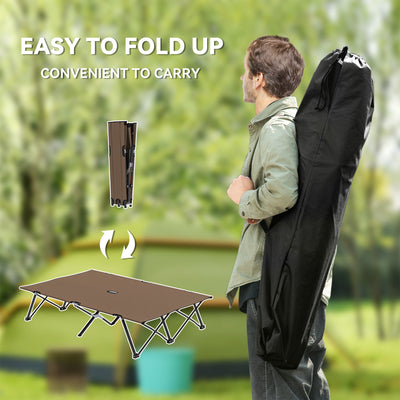 Outsunny Double Camping Cot Bed, with Bag - Khaki 
