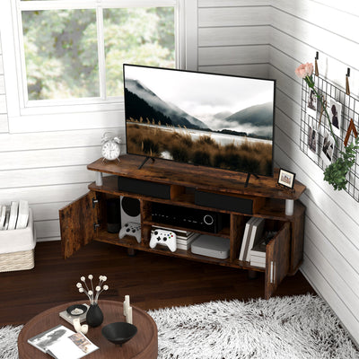 HOMCOM TV Unit Cabinet for TVs up to 55 Inches with Storage Shelves and Cupboard, Entertainment Centre for Living Room, Rustic Brown 