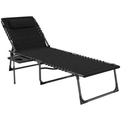 Outsunny Five-Position Reclining Sun Lounger - Black 