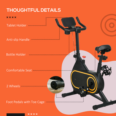 SPORTNOW Magnetic Indoor Cycling Bike, Exercise Bike with Silent Flywheel, LCD Display, Tablet Holder, Comfortable Seat 