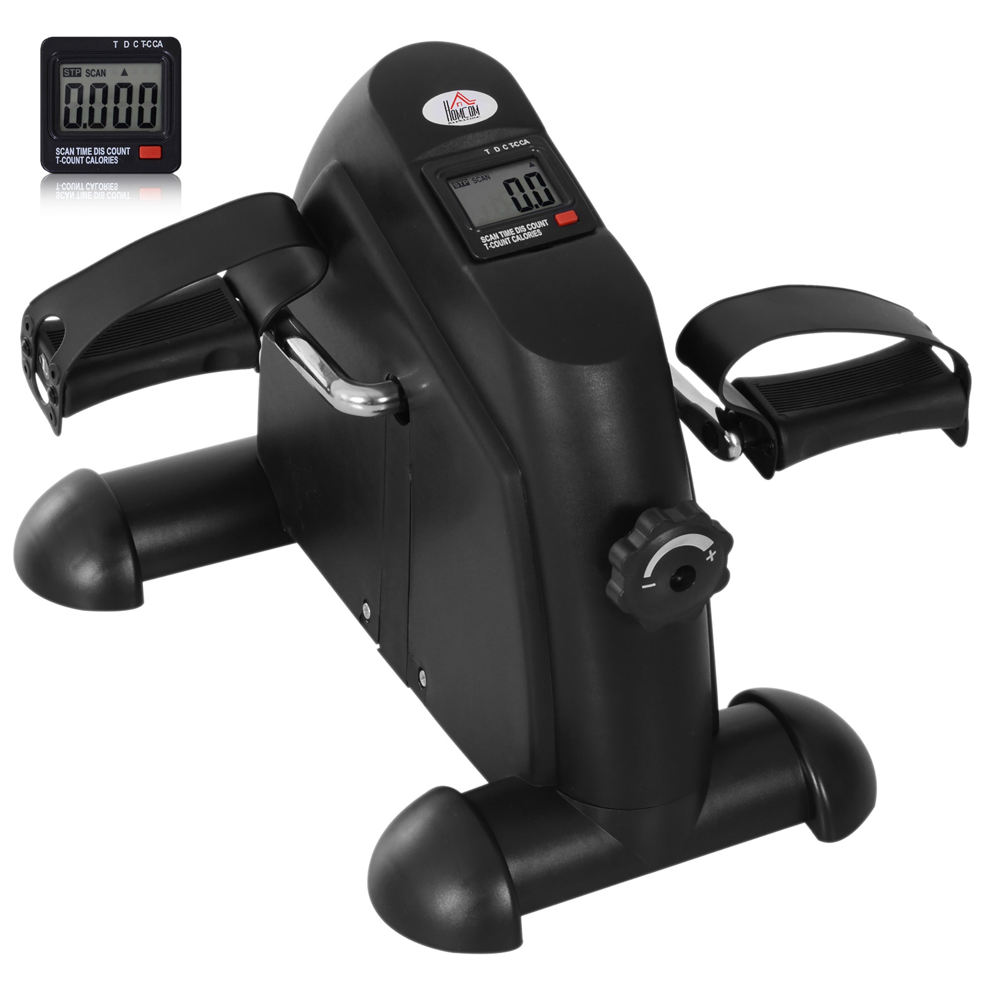 HOMCOM Mini Exercise Bike, Portable Pedal Exerciser, Under Desk Bike with LCD Display for Legs and Arms Training, Black 