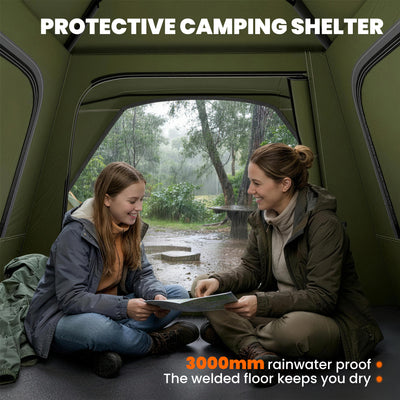 Outsunny Pop Up Tent 3000mm Waterproof Camping Tents with Mesh Windows 2-3 People Green 