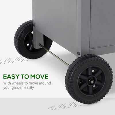 Outsunny 4+1 Burner Gas BBQ Grill, Outdoor Barbecue Trolley with Wheels, Warming Rack, Side Shelves, Cabinet, Thermometer for Garden, Party, Camping, 125 L x 51 W x 100 H cm, Grey 
