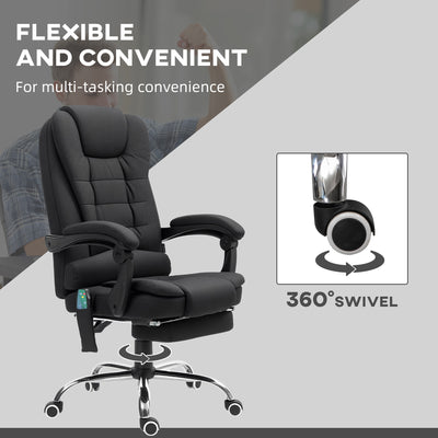 Vinsetto Heated 6 Points Vibration Massage Executive Office Chair Adjustable Swivel Ergonomic High Back Desk Chair Recliner with Footrest Full Black 