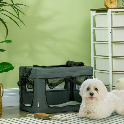 PawHut 48.5cm Pet Carrier, with Cushion, for Miniature Dogs - Grey 