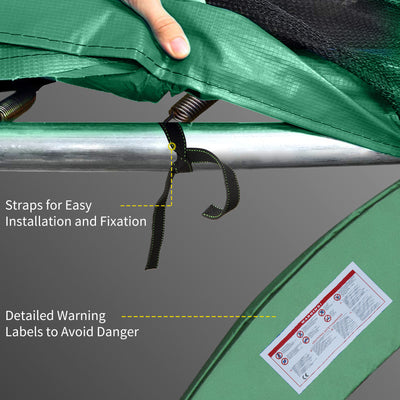HOMCOM 12FT Replacement Trampoline Pad Thick Foam Safety Φ366cm Spring Cover Bounce Padding - Green 