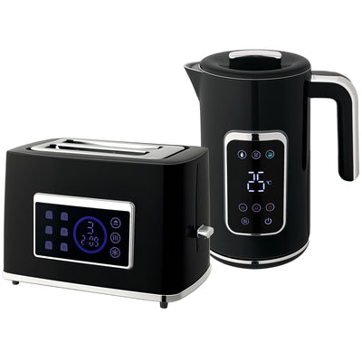 HOMCOM Touch Screen Kettle and Toaster Set - Black 