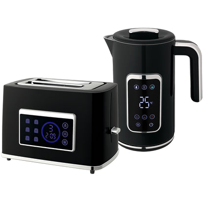 HOMCOM Touch Screen Kettle and Toaster Set - Black