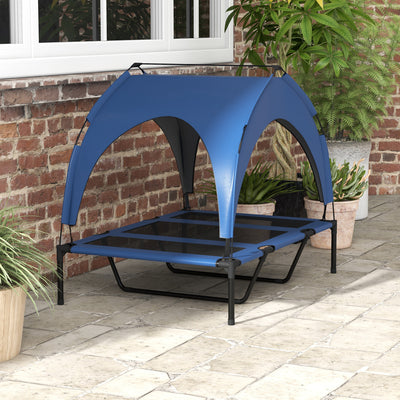 PawHut Cooling Raised Pet Bed w/ Washable Breathable Mesh, for Large Dogs, 106 x 76 x 94cm - Dark Blue 