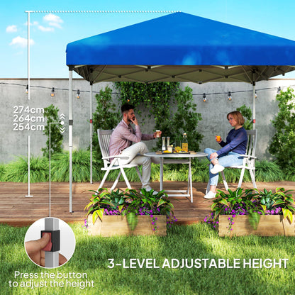 Outsunny 3 x 3 (M) Pop Up Gazebo, UPF 30+ with 2 Sidewalls, Leg Weight Bags and Wheeled Bag, Height Adjustable Party Tent Event Shelter for Garden, Patio, Blue 
