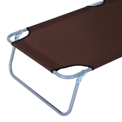 Outsunny 2 Pieces Outdoor Foldable Sun Lounger, 4 Level Adjustable Backrest Reclining Sun Lounger Chair with Angle Adjust Sun Shade Awning for Beach, Garden, Patio, Brown 