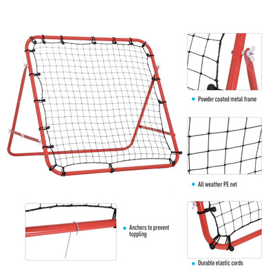 HOMCOM Rebounder Net, Practise Kickback Goal, for Teens, Adults Training - Red 