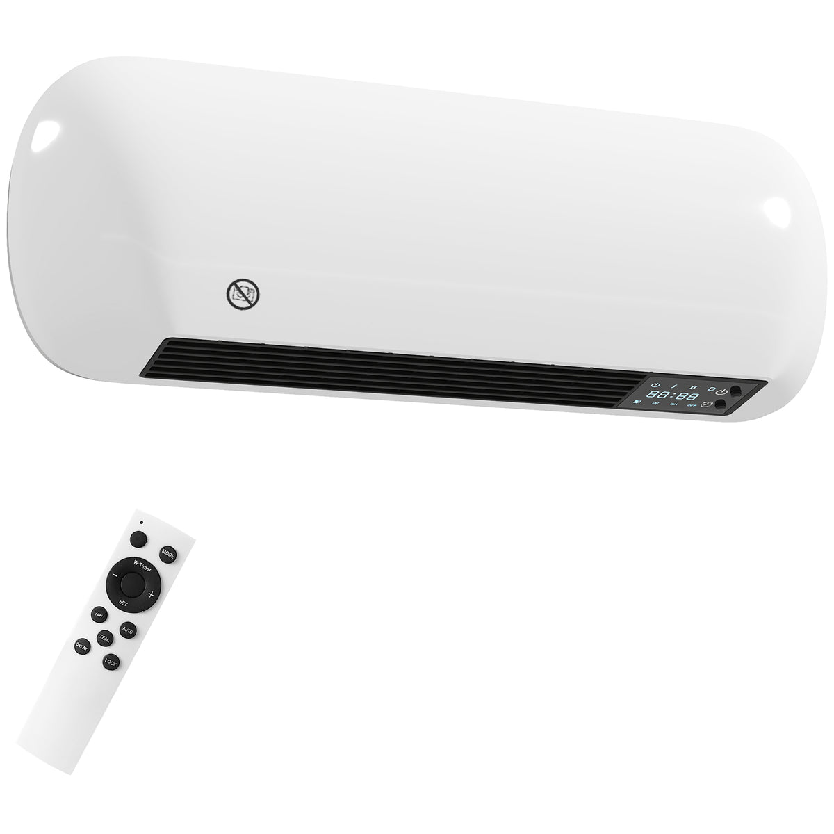 HOMCOM 2000W PTC Ceramic Fan Heater, Wall Mounted, 30° Oscillation, 50L x 19W x 14H cm - White