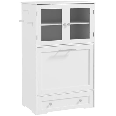 PawHut Dog Feeding Station with 2 Storage Cabinets, 2 Elevated Bowls, Side Hooks, Anti-tip Kit for Water and Feeding Supplies 