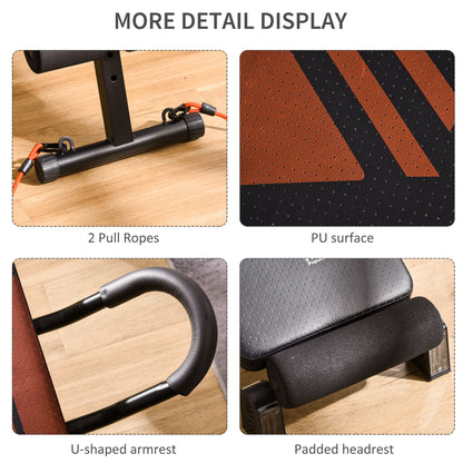 HOMCOM Multifunctional Sit Up Bench Adjustable Utility Board Ab Exercise Workout Fitness with Headrest for Home, Office and Gym, Black 