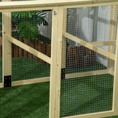 PawHut Large Chicken Run, Wooden Chicken coop, with Combinable Design - Natural Wood Finish 