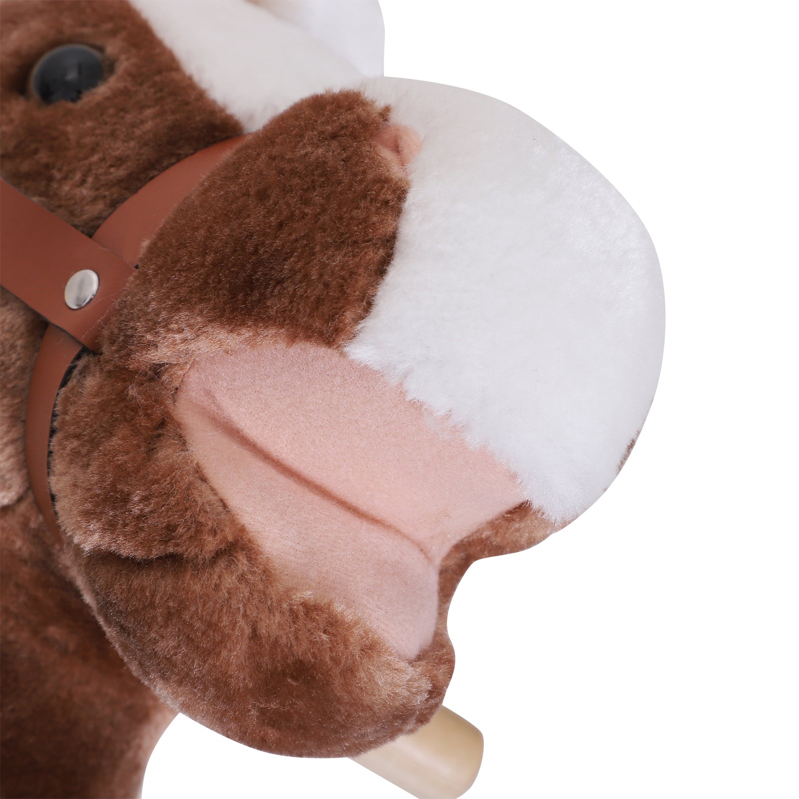 HOMCOM Kids Children Plush Rocking Horse Wooden Base Ride On Toy Rocker with Handle Grip Traditional Toy Fun Gift for Age 3+ (Brown) 