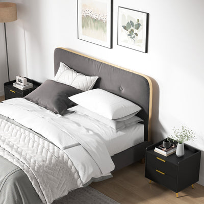 HOMCOM Elegant Two-Drawer Bedside Table Set of 2 - Black 