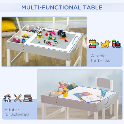 HOMCOM Kids Table and Chair Set, with Storage Space - Grey 