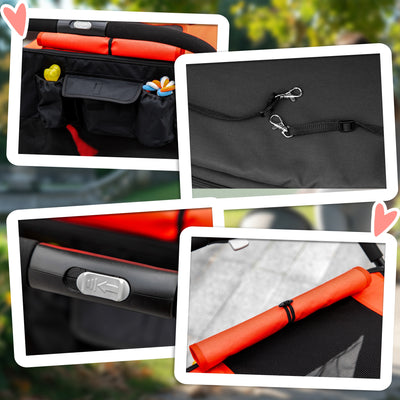 PawHut Foldable Pet Stroller, with Universal Wheels, Shock Absorber, for Medium and Large Dogs - Red 