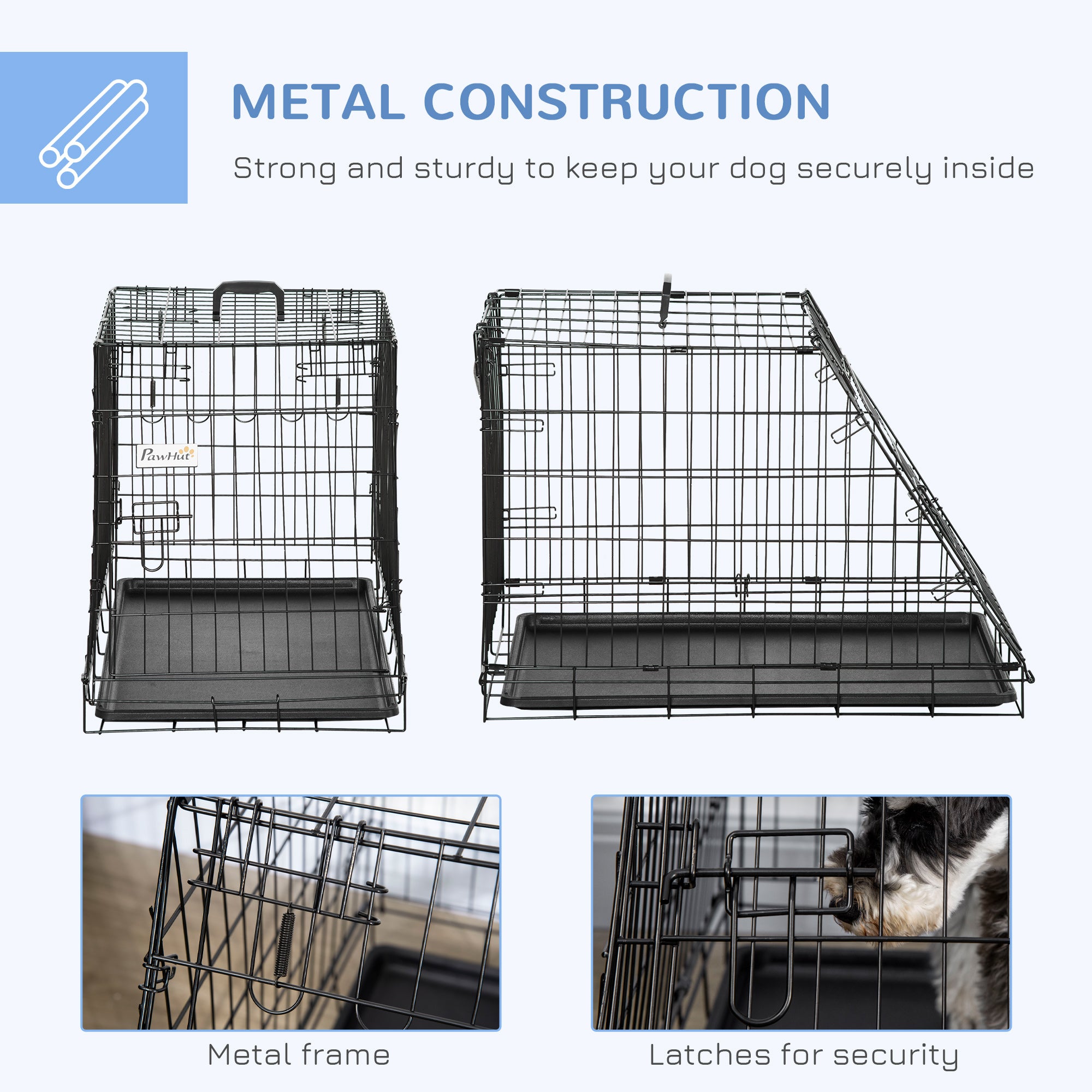 Pawhut Trapeze Collapsible Dog Pet Travel Box Cage Removable Tray 77 x 47 x 55cm 