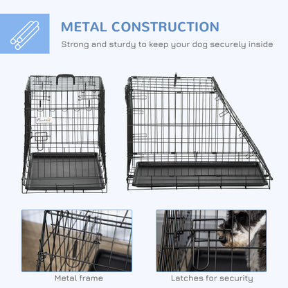 Pawhut Trapeze Collapsible Dog Pet Travel Box Cage Removable Tray 77 x 47 x 55cm 