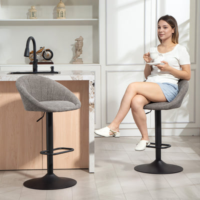 HOMCOM Set of Two Relaxed Tub Bar Stools - Grey 