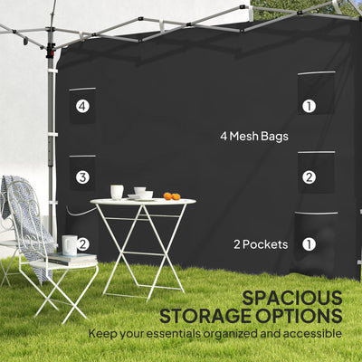 Outsunny 195 x 295cm Replacement Gazebo Sidewall - Black 