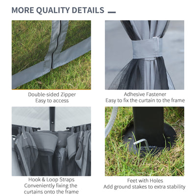 Outsunny 3m x 3m Hardtop Metal Frame Mesh Draped Gazebo Black 
