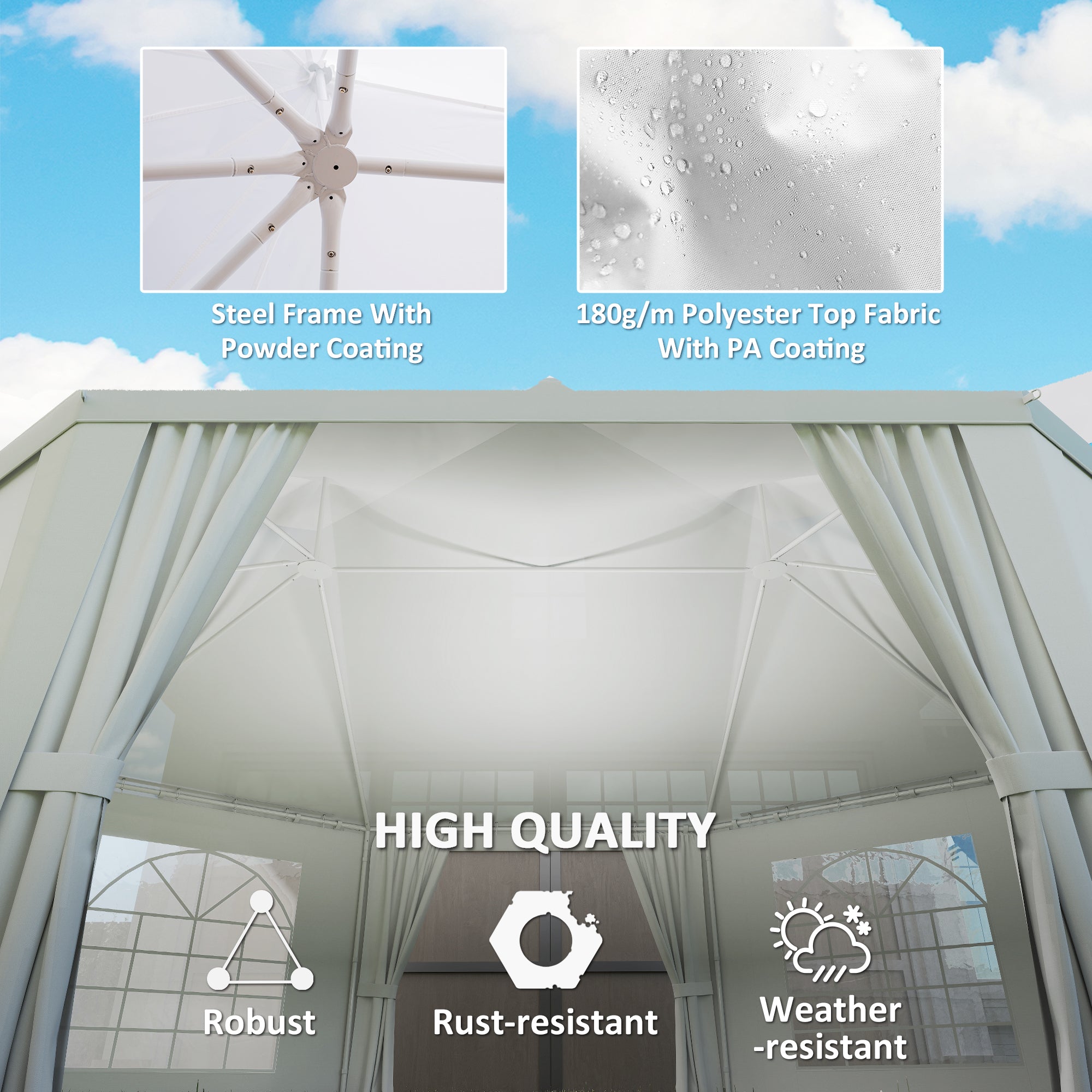 Outsunny 6.8 x 5m Octagonal Marquee Gazebo - White