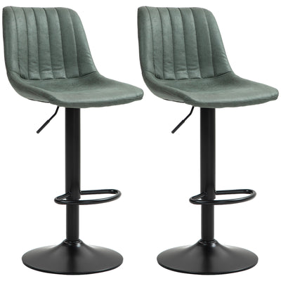 HOMCOM Set of Two Retro Tub Bar Stools - Green 