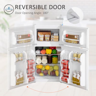 HOMCOM 88L Under Counter Fridge Freezer, Small Refrigerator with 5-Setting, 3 Star Freezer Rating, White 