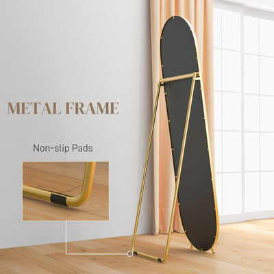 HOMCOM Two-Way Curved Full Length Mirror - Gold Tone 