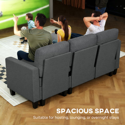HOMCOM Three-Seater Storage Sofa Bed -  Charcoal Grey 