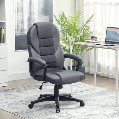 HOMCOM Faux Leather Office Chair - Charcoal Grey 