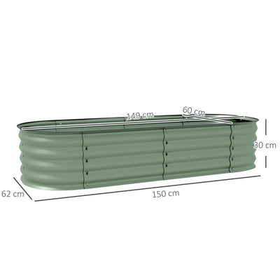 Outsunny Galvanised Raised Garden Bed, Metal Planter Box with Safety Edging, for Flowers, Herbs, Succulents, Pack of 2, Green 