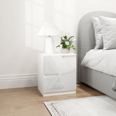 HOMCOM High Gloss Bedside Table - White 