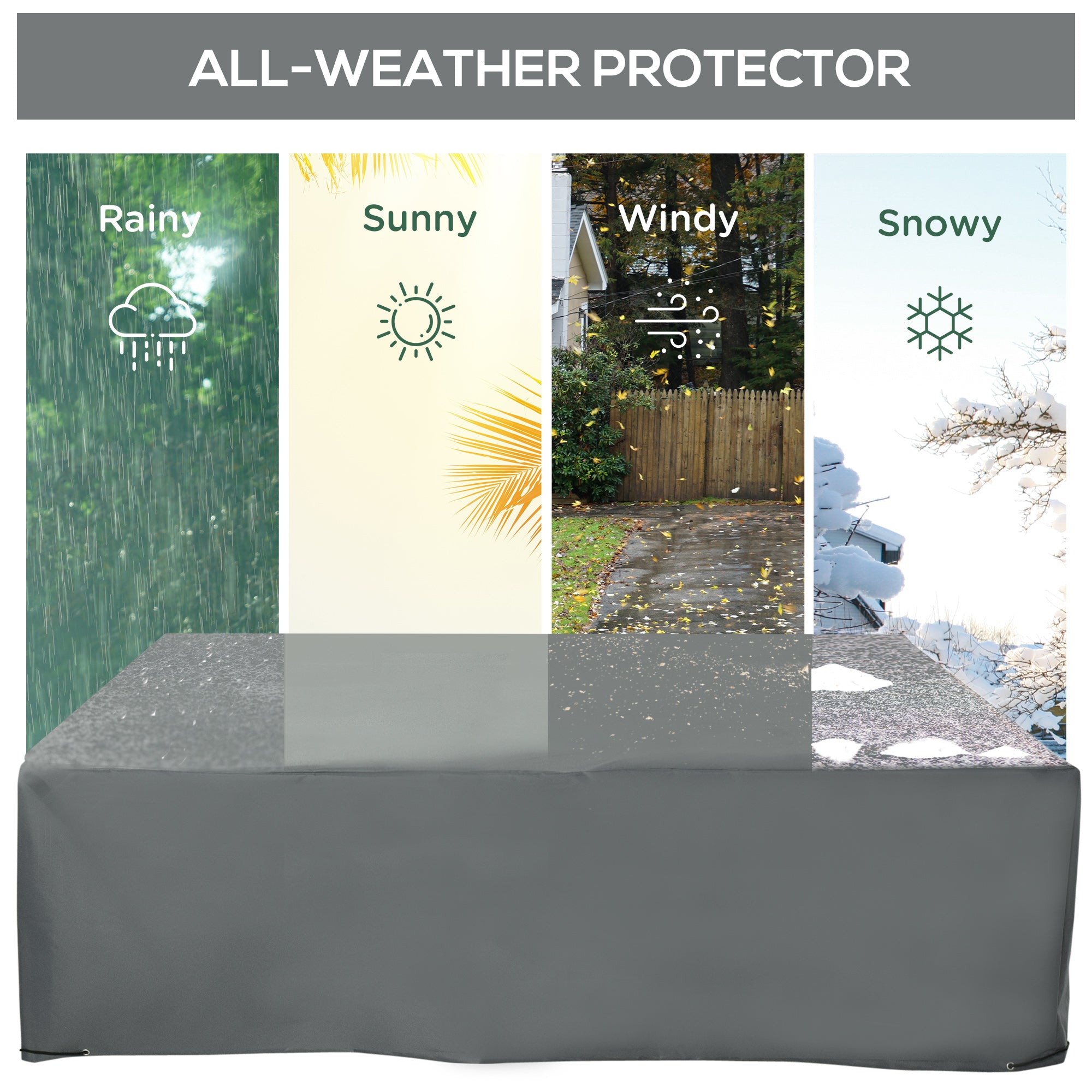 Outsunny 205x192cm Outdoor Garden Rattan Furniture Protective Cover Water UV Resistant Grey 