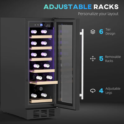 HOMCOM 19 Bottle 5-18\'e2\'84\'83 Wooden Rack Wine Fridge - Black 