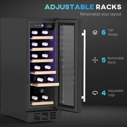HOMCOM 19 Bottle 5-18\'e2\'84\'83 Wooden Rack Wine Fridge - Black