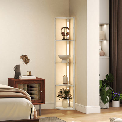 HOMCOM Corner Floor Lamp for Living Room Bedroom with Dimmable Warm White LED Light, Modern Tall Standing Lamp, Oak 